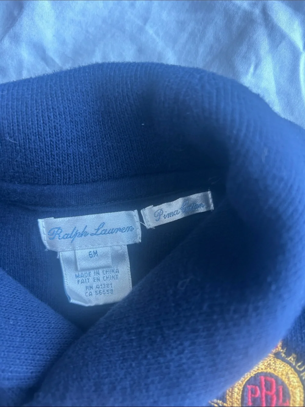 Ralph Lauren Navy Fleece Shawl-Collar Footed One-Piece 6mo